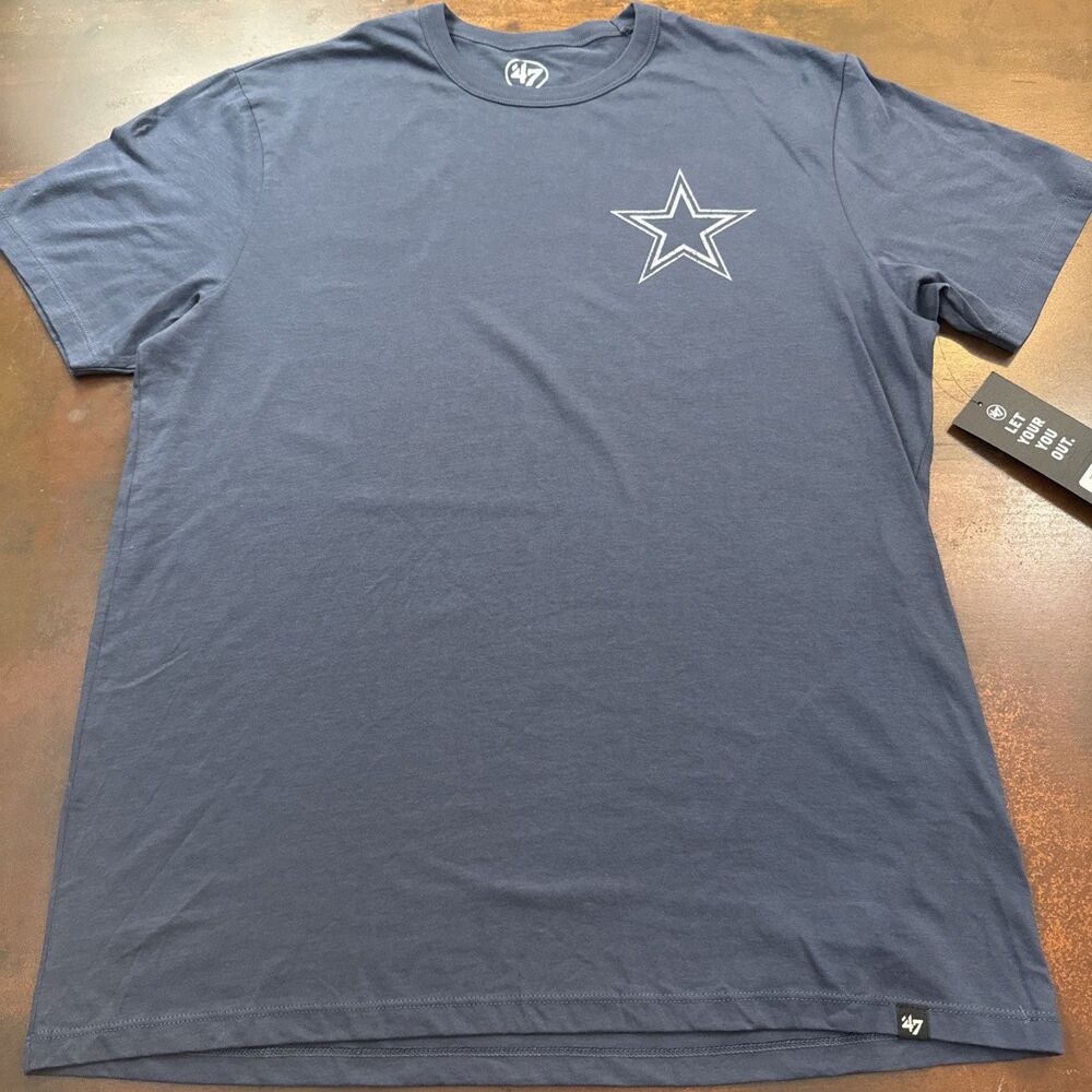 Dallas Cowboys blue Large Tee Shirt Team Apparel 47 Brand NWT Texas Football NFL